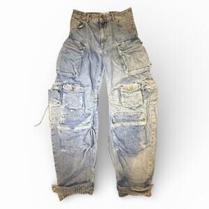 The Attico Cargo Denim Jeans Size 26 Like New Designer Utility